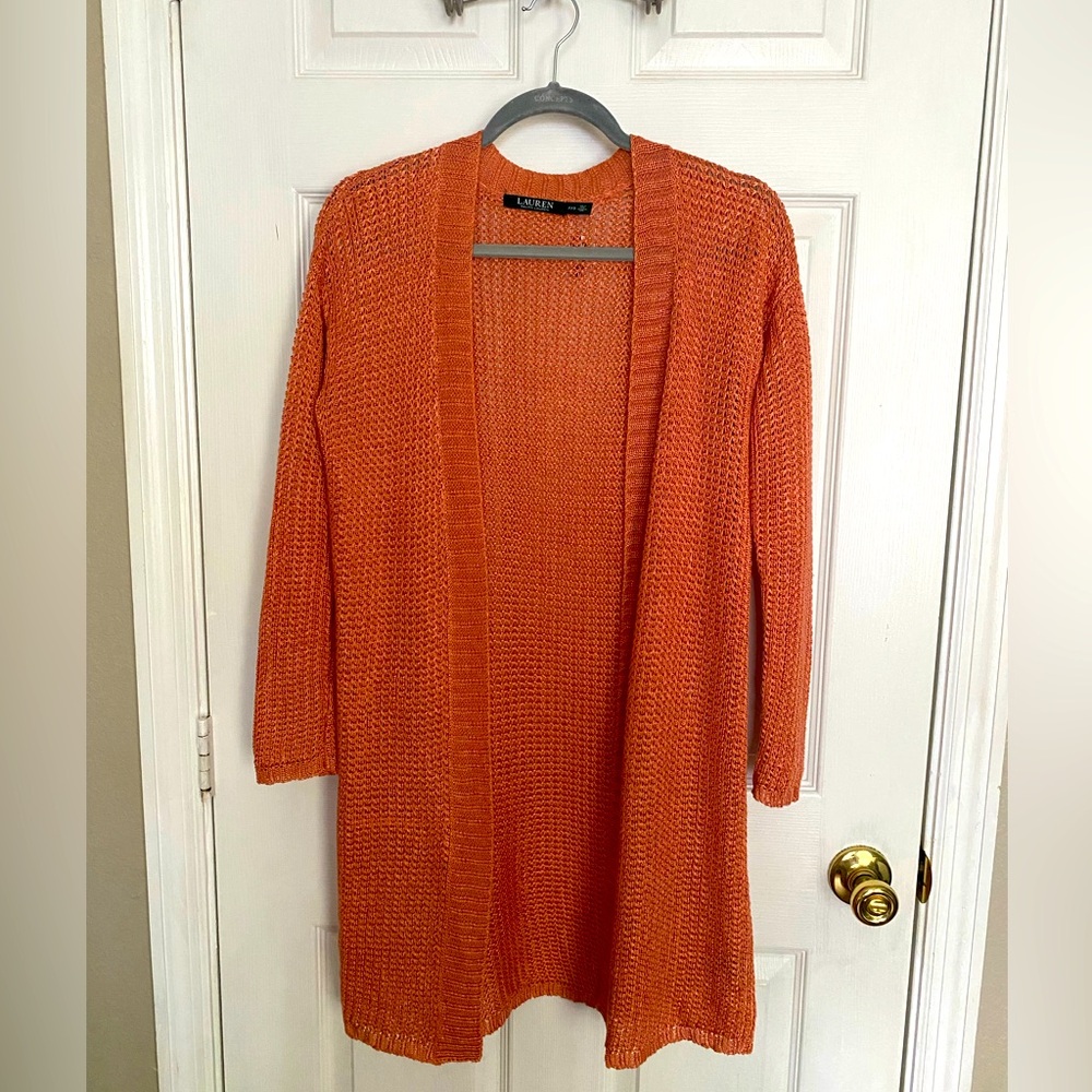 Ralph Lauren Terracotta Long Cardigan Sweater